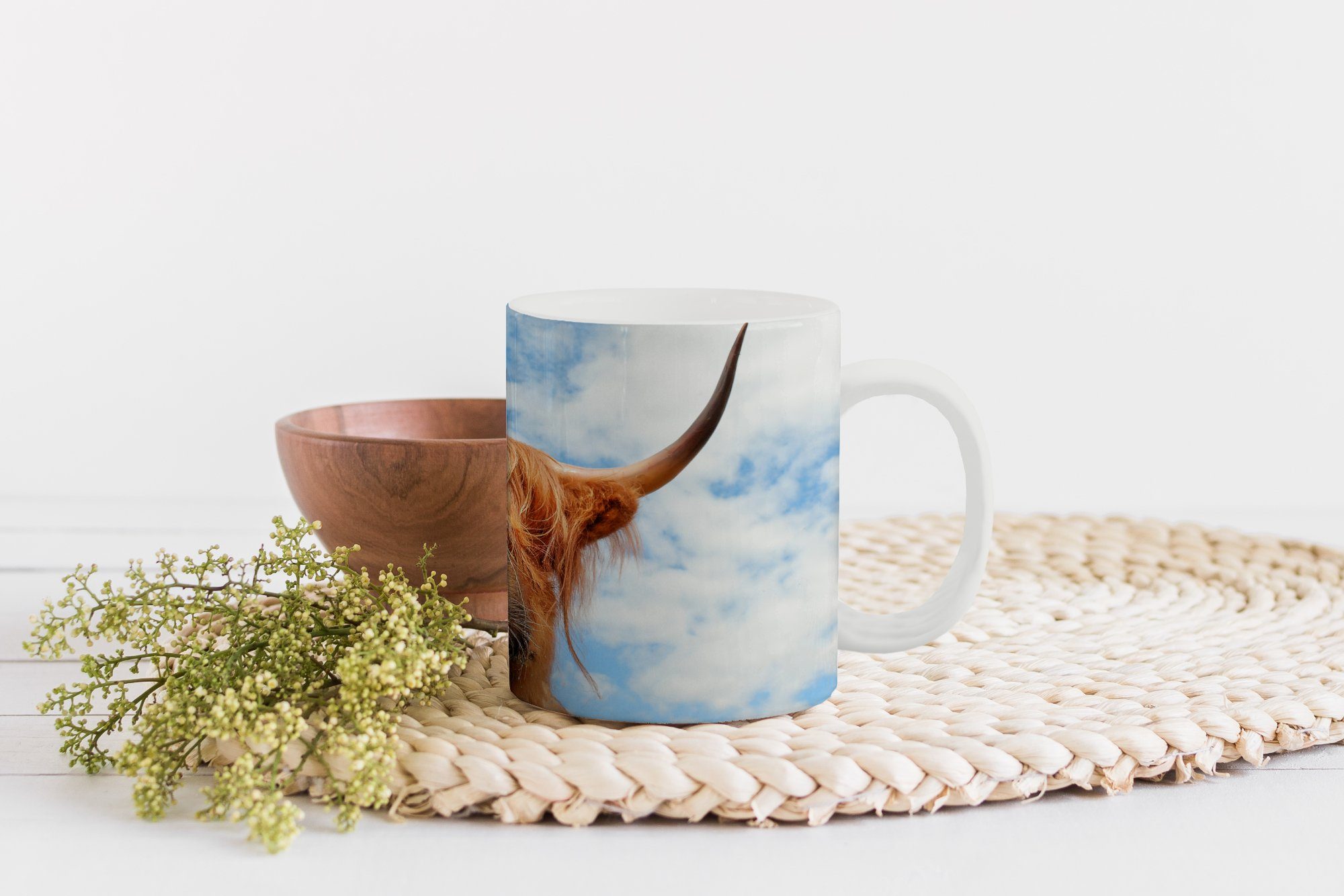 MuchoWow Tasse Schottischer Teetasse, - Becher, Geschenk Teetasse, Highlander Kaffeetassen, Tiere, Wolke - Keramik
