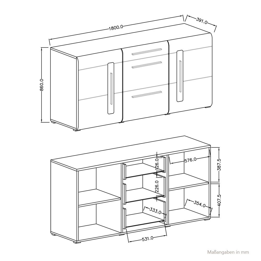 Lomadox Sideboard TURDA-83, Eiche Grandson Nb. modern mit Metallgriffen, B/ günstig online kaufen