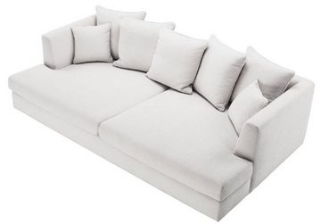 Casa Padrino Sofa Luxus Wohnzimmer Sofa Weiß / Schwarz 265 x 151 x H. 90 cm - Couch mit 7 Kissen - Luxus Wohnzimmermöbel