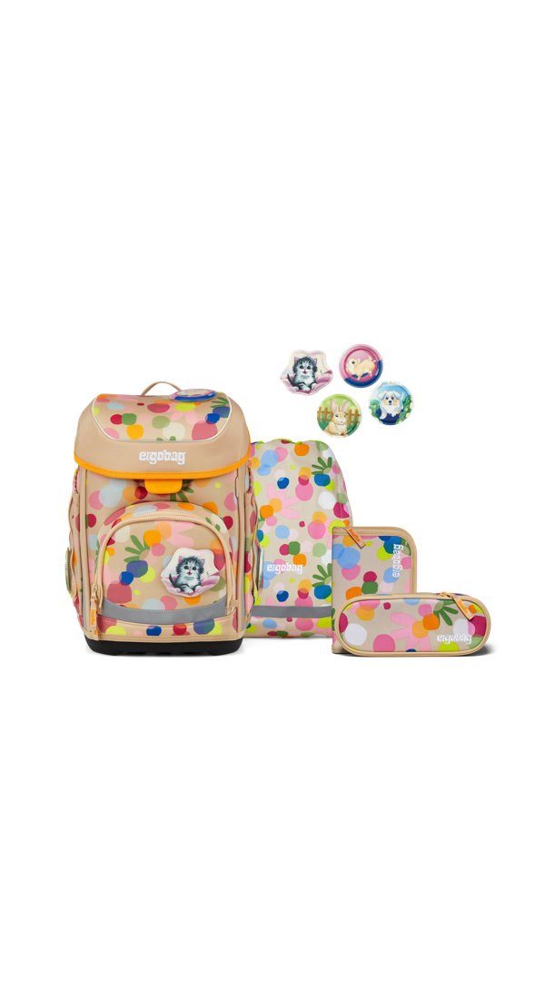 ergobag Schulranzen cubo Set (5-tlg., 5-teiliges Set), größenverstellbares Rückensystem