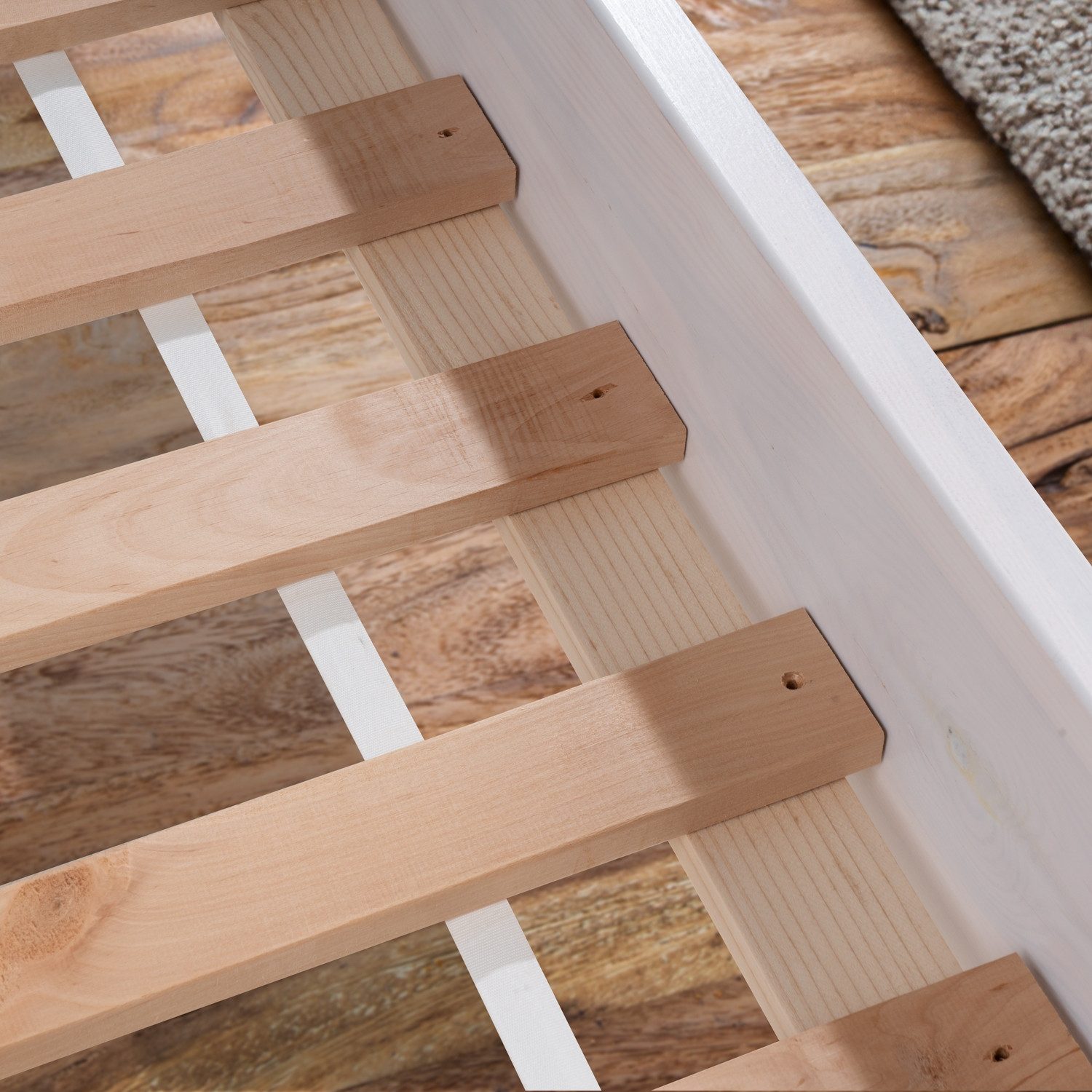 Rollrost, 90 x 200 cm, Fichten und- Kieferlatten, rollbar, Home4You, Kopfteil nicht verstellbar, Fußteil nicht verstellbar, mit Textilband, rollbar