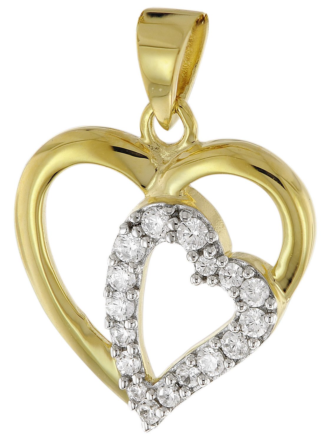 trendor Kette mit Anhänger Herz-Anhänger mit Zirkonia Gold 585 mit goldplat günstig online kaufen