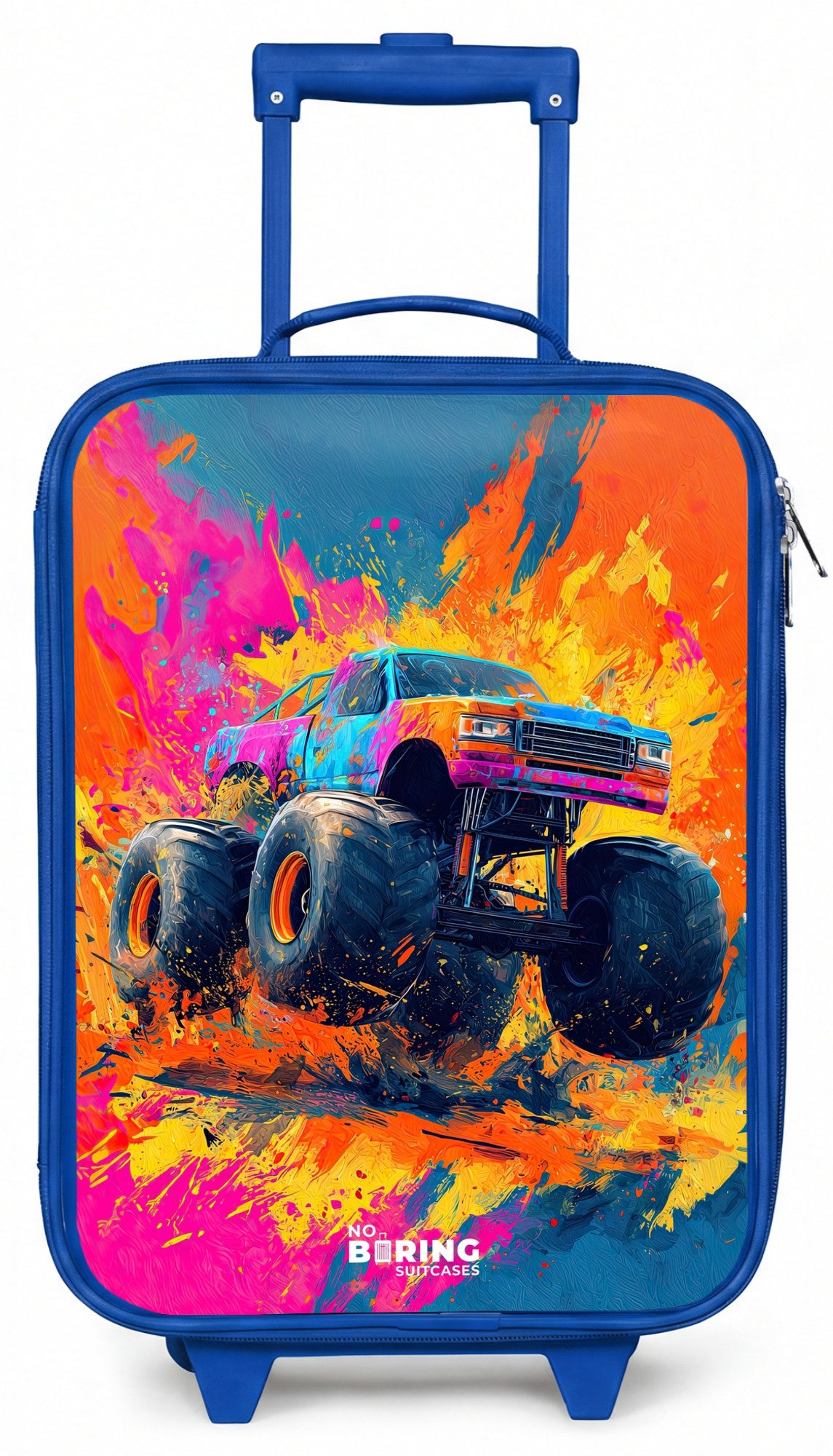Kinderkoffer mit leuchtende Räder - Monstertruck - Farbspritzer - Bunt - Explosion