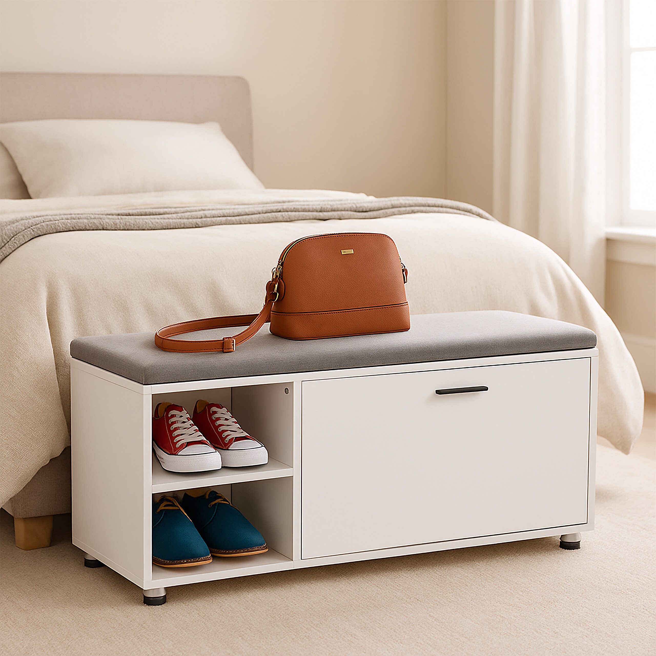 relaxdays Schuhbank mit Sitzfläche & Schrank günstig online kaufen