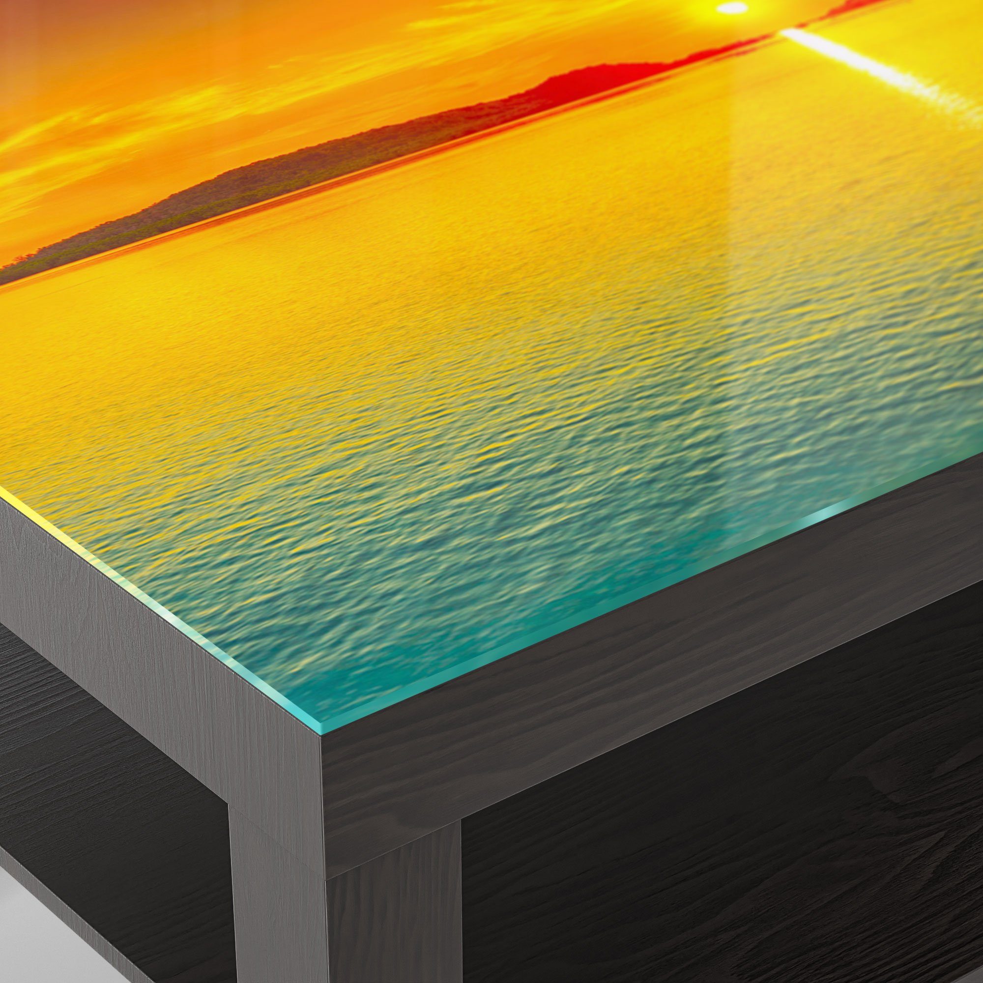 'Abendsonne modern am Glastisch Schwarz Horizont', Beistelltisch Glas DEQORI Couchtisch