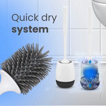 MAQETARA Products WC-Reinigungsbürste 2 x Silikon WC Bürste Set Wandmontage & Stehen Toilettenbürste, WC-Bürstenhalter inkl. WC-Bürste + Stiel