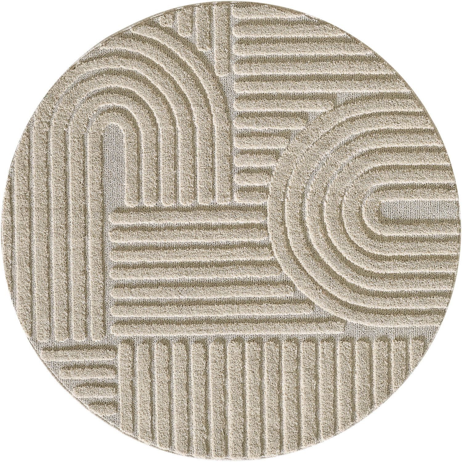 Teppich Boss Teppich Kurzflor Teppich Art 1121, rund - Beige, rund, Höhe: 8 mm