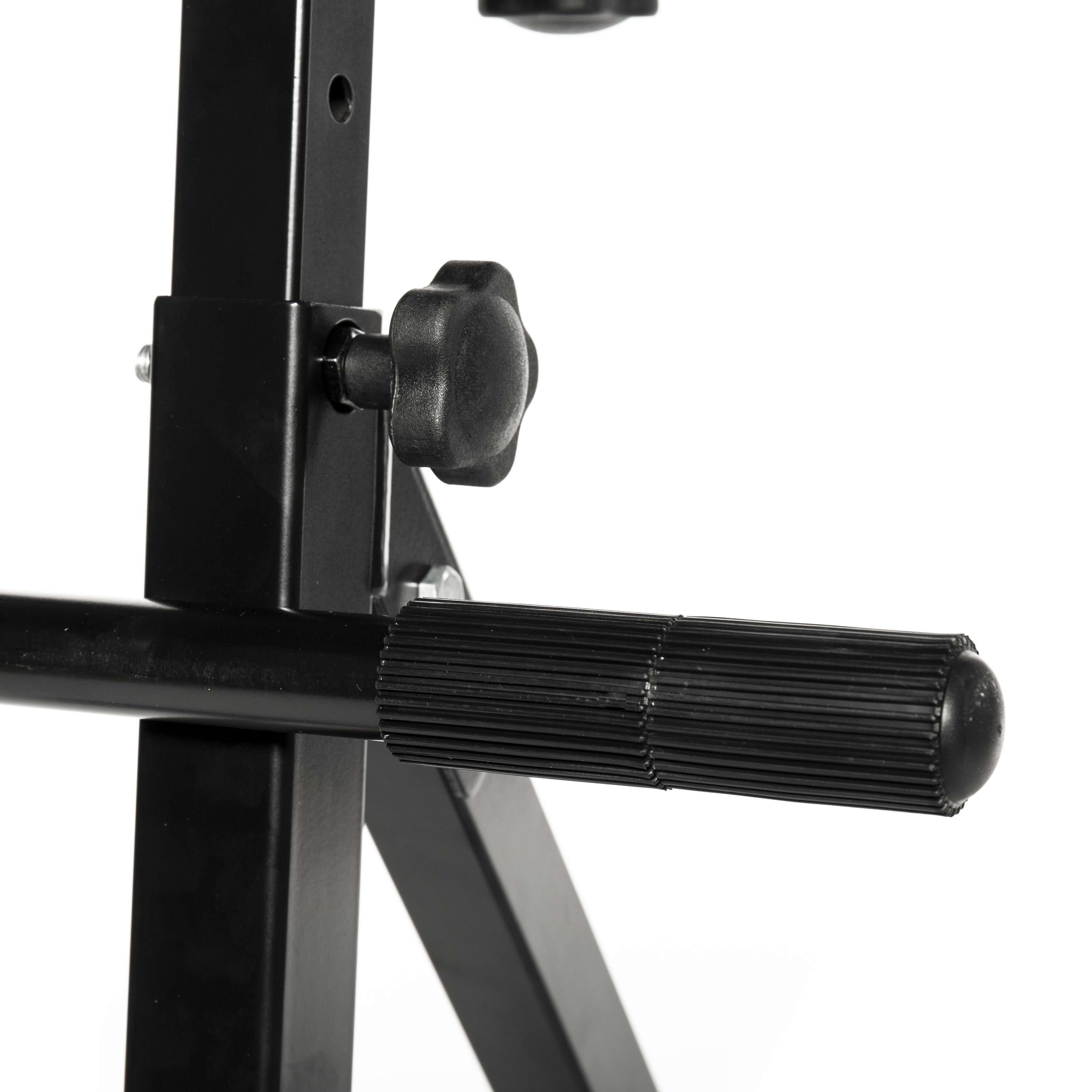 MUSIC STORE Gitarrenständer, (Stage Stool Zusammenfaltbarer Bühnenhocker Gepolsterte Rückenlehne Gummierte Fußauflage Verstellbare Höhe 50-80cm Stahl-Konstruktion 5kg Gewicht, Zubehör, Ständer), Bühnenhocker, zusammenfaltbar, gepolsterte Rückenlehne