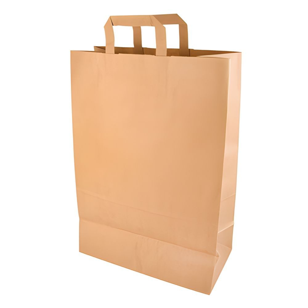 PAPSTAR Tragetasche 200 x Tragetaschen, Papier 44 cm x 32 cm x 17 cm braun mit Tragegriff