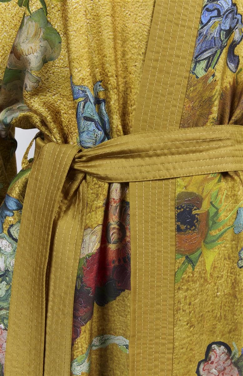 Beddinghouse x Van Gogh Museum Bademantel Partout des Fleurs Kimono_Gold_UV_UV_S/M S/M S/M, Gürtel, Bademantel Damen und Herren Morgenmantel Frottee