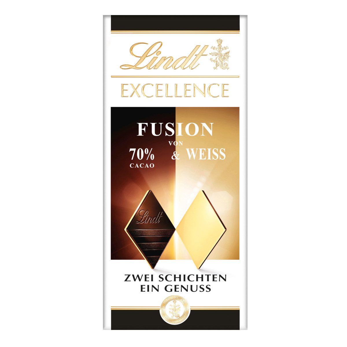 LINDT Schokolade, Lindt Excellence Fusion von Edelbitter auf weißer Schokolade 100g