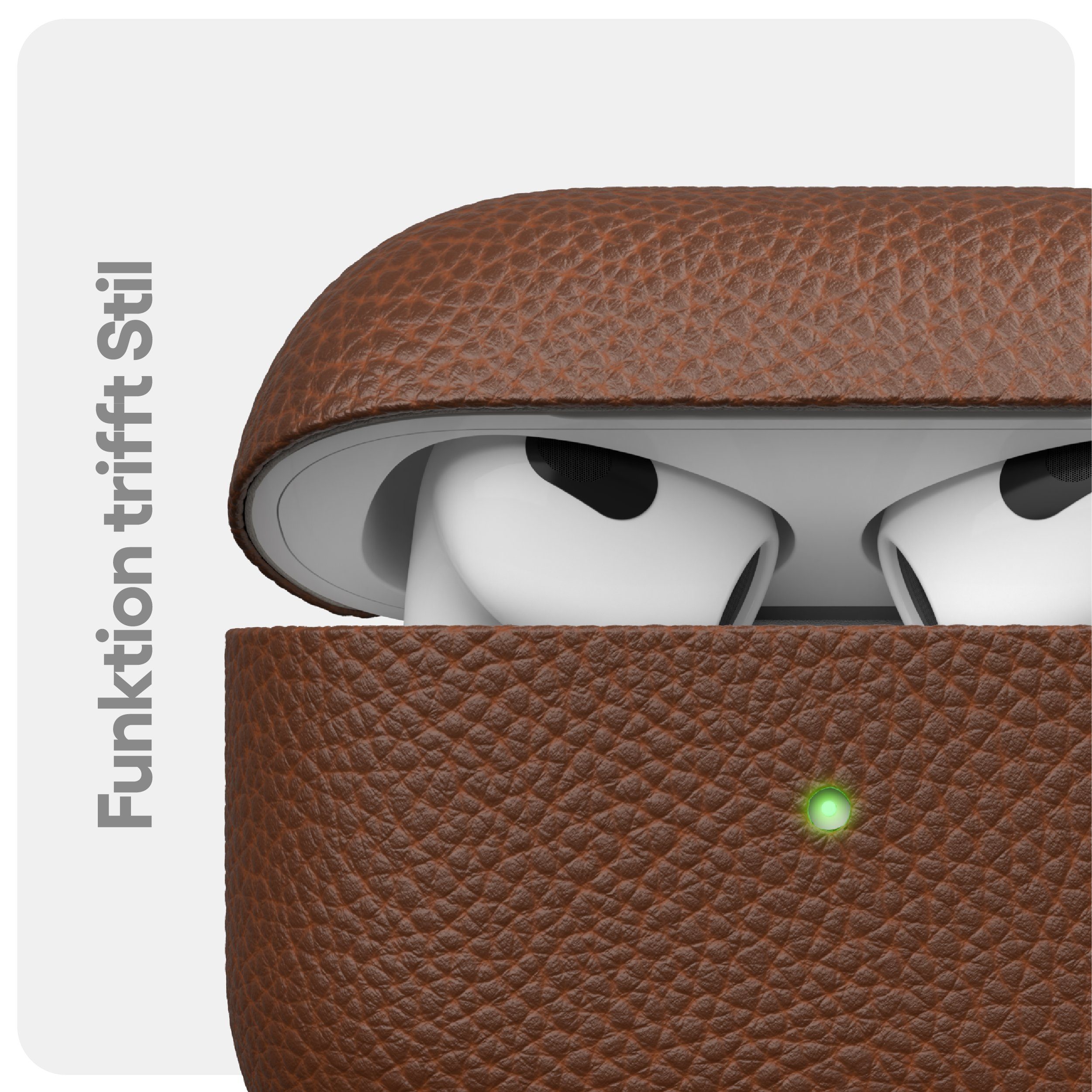 KeyBudz Kopfhörer-Schutzhülle Artisan Leder Schutzhülle für AirPods 3. Generation, hochwertiges Echtleder – Bild 5 von 5