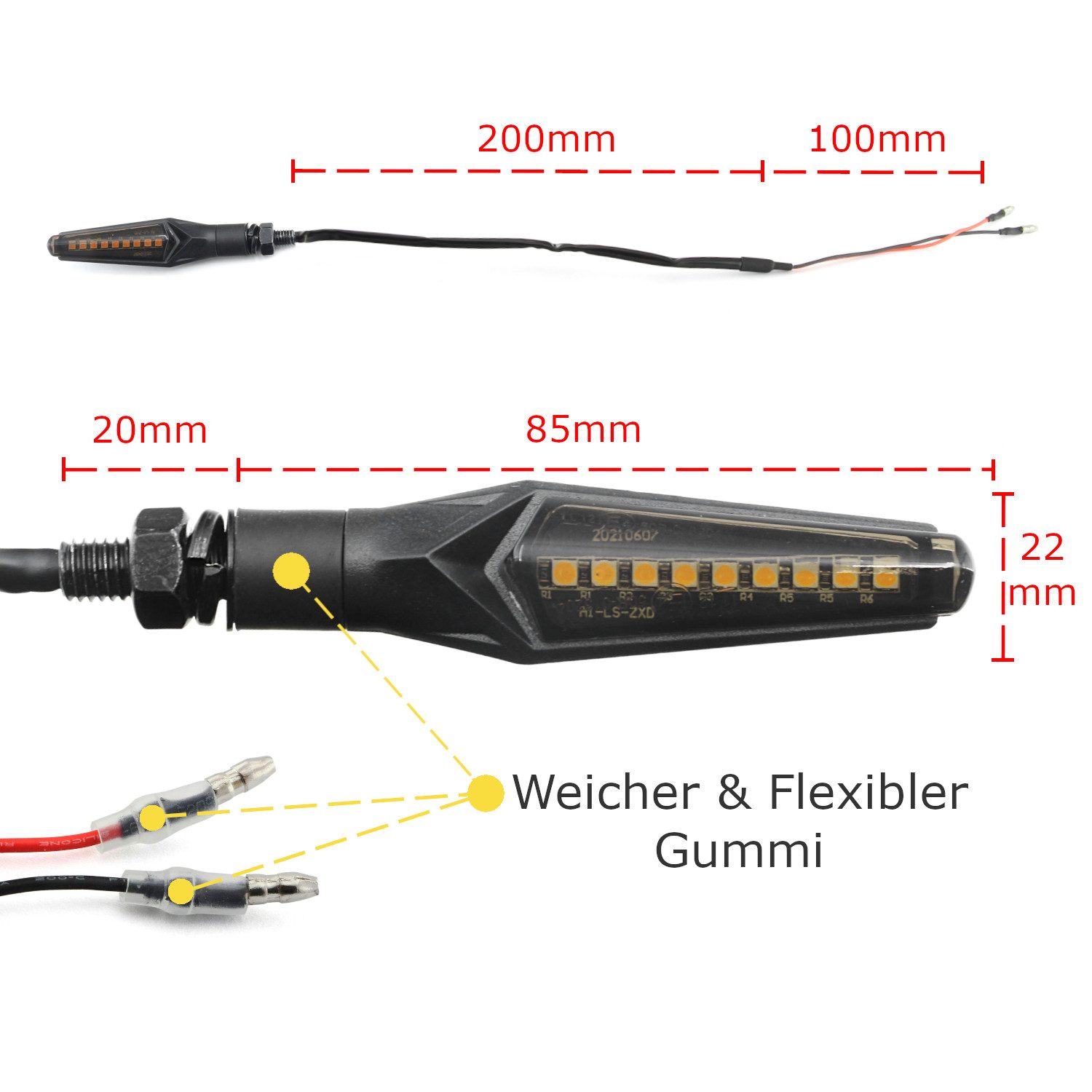Area1 Blinker LED (SMD) Blinker Set, E-Zeichen, Lauflicht-Effekt, AD109, M8