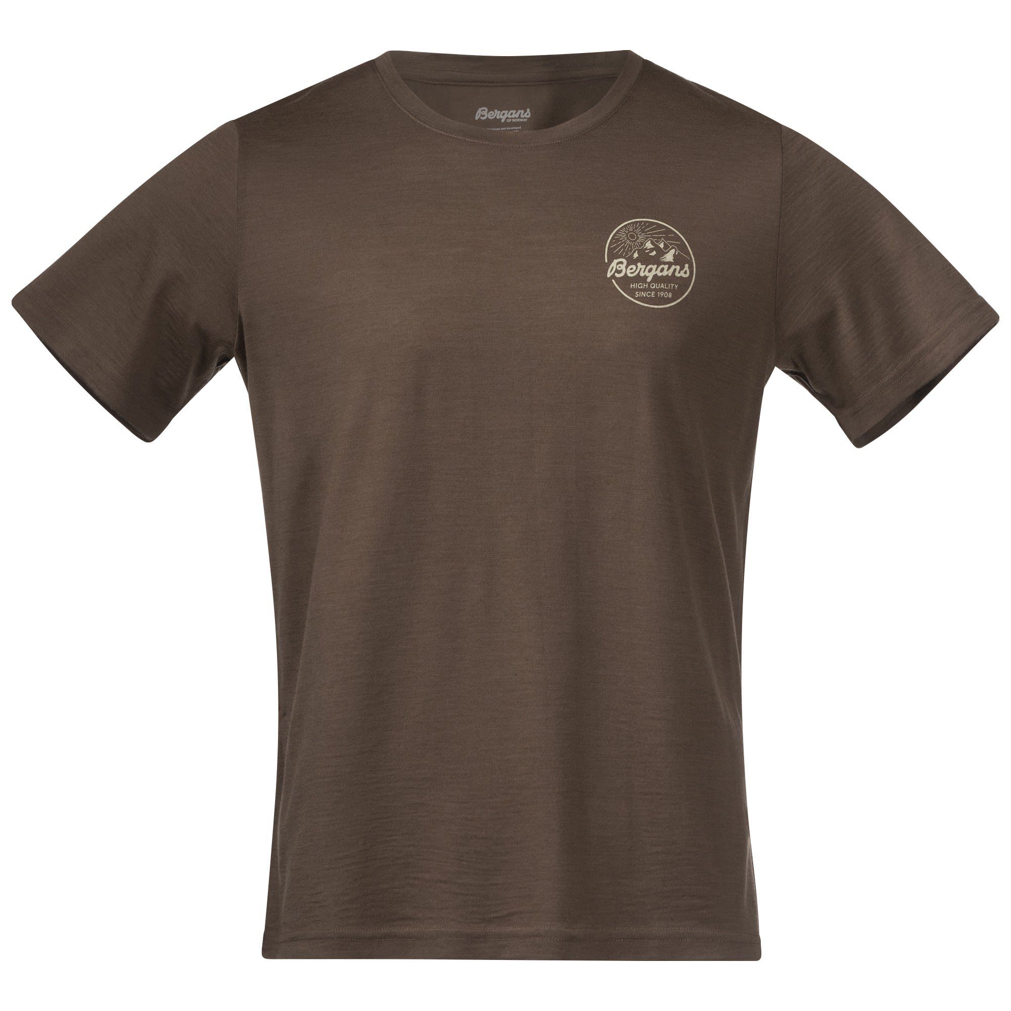 Bergans T-Shirt Bergans Graphic Wool M Tee Herren Kurzarm-Shirt Forest Brown - Chalk Sand