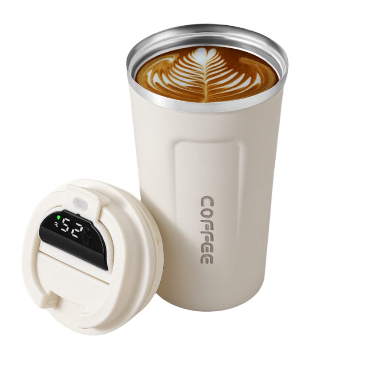carefully selected Thermobecher Intelligente Temperaturmessung und Isolierung der Autokaffeetasse Weiß