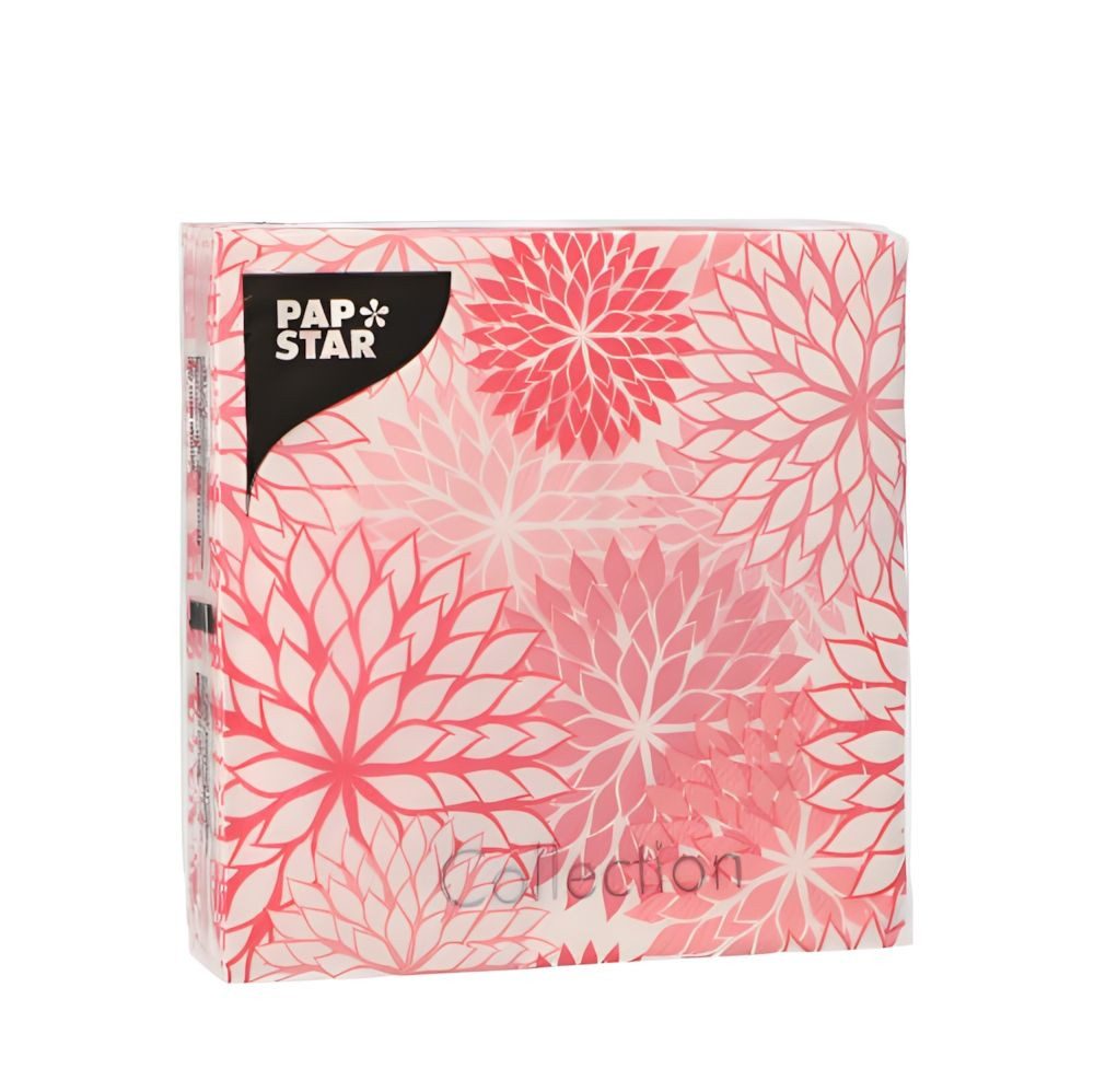 PAPSTAR Papierserviette Servietten, 3-lagig 1/4-Falz 25 cm x 25 cm rosa Floralies 280 Stk