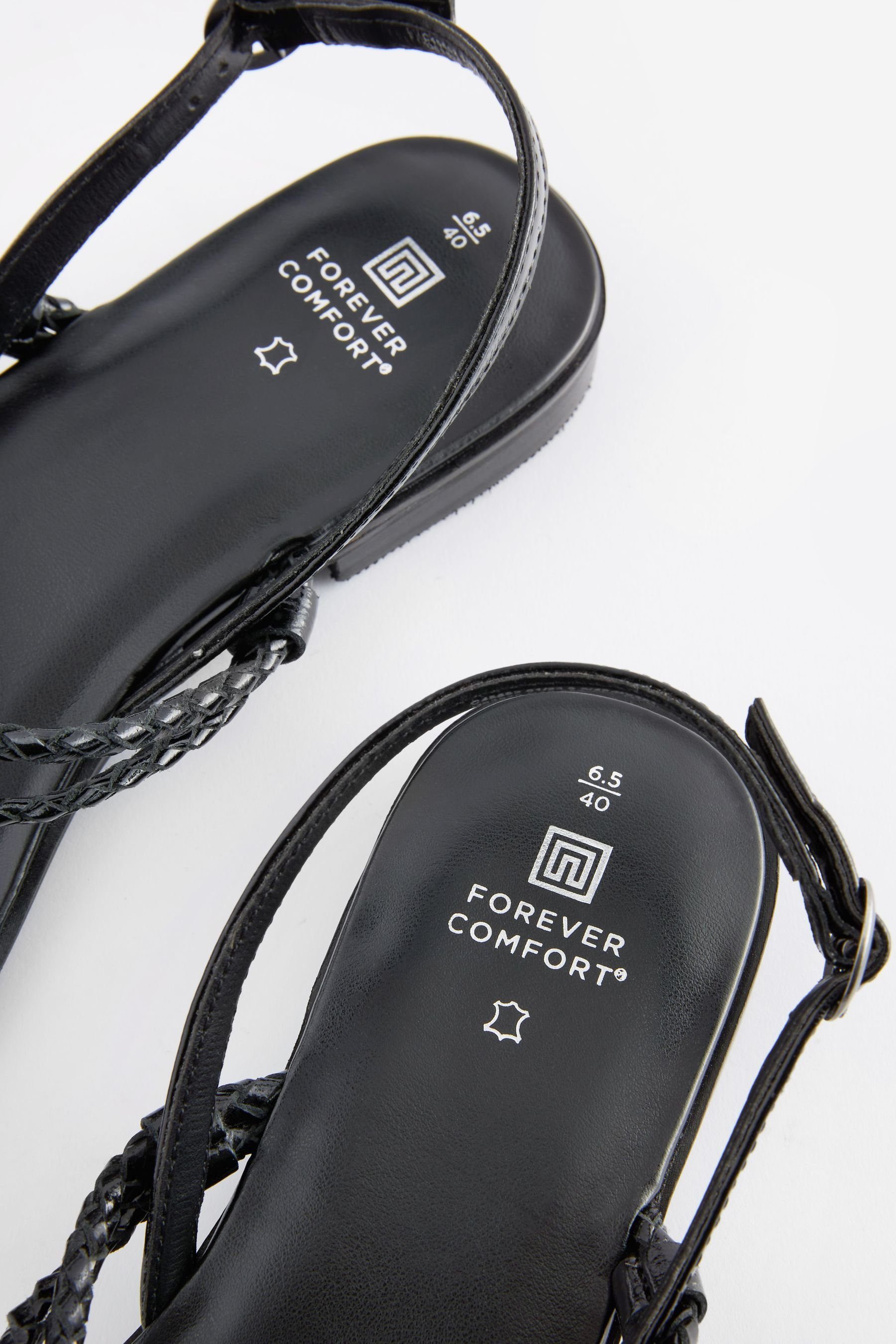 Black geflochtene Leder-Sandalen (1-tlg) Next Forever Comfort® Sandale