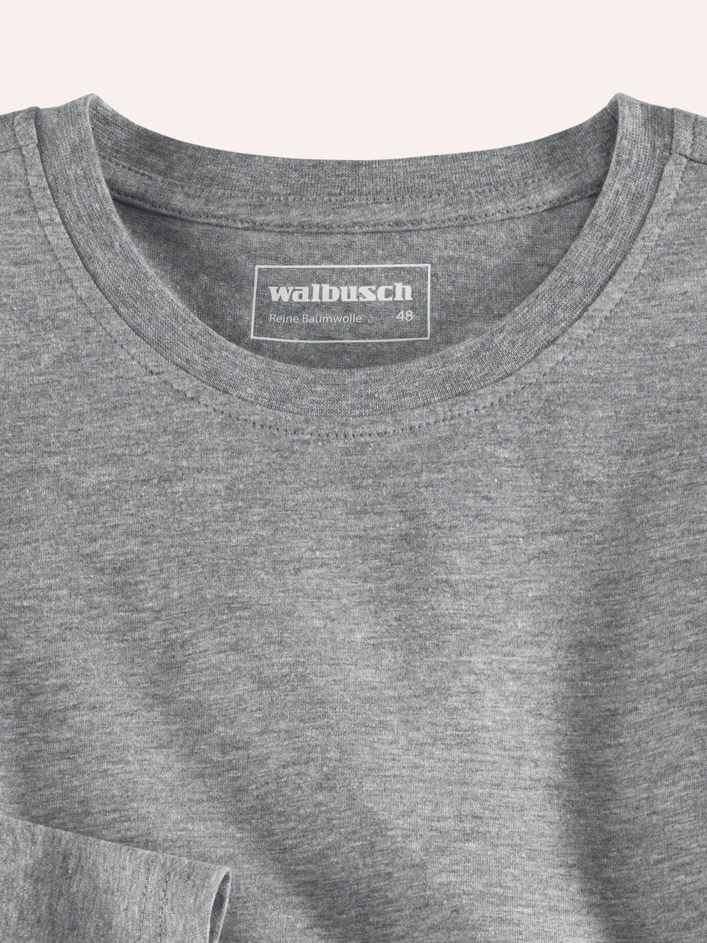 Walbusch Langarmshirt Herren Langarm-Shirt Rundhalsausschnitt Baumwolle pflegeleicht Jersey mit seidigem Griff, leichter Glanz, farbbeständig, formstabil