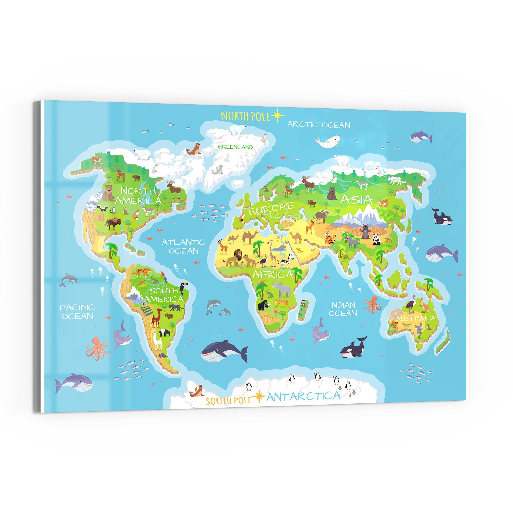 DEQORI Magnettafel 'Kindgerechte Weltkarte', Whiteboard Pinnwand beschreibbar