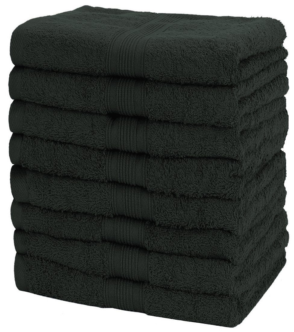 NatureMark Handtücher Handtuch 500gsm (8er-Set), 100% Baumwolle (8-St), 8X Frottier Handtücher mit Aufhänger, 50 x 100cm, Schwarz