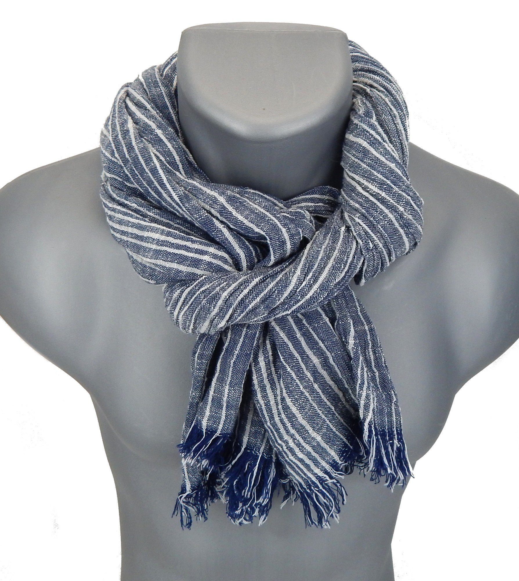 Ella Jonte Modeschal, maritimer Herrenschal gestreift blau oder grau Baumwo günstig online kaufen