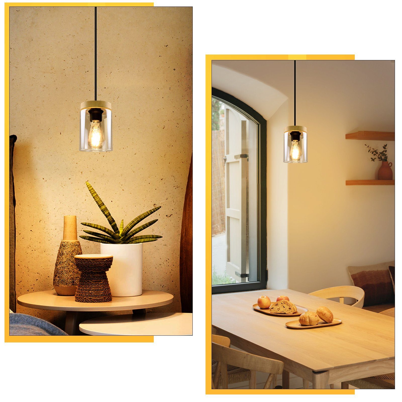 Nettlife Pendelleuchte Pendelleuchte Esstisch 1 Flammig Holz, LED wechselba günstig online kaufen
