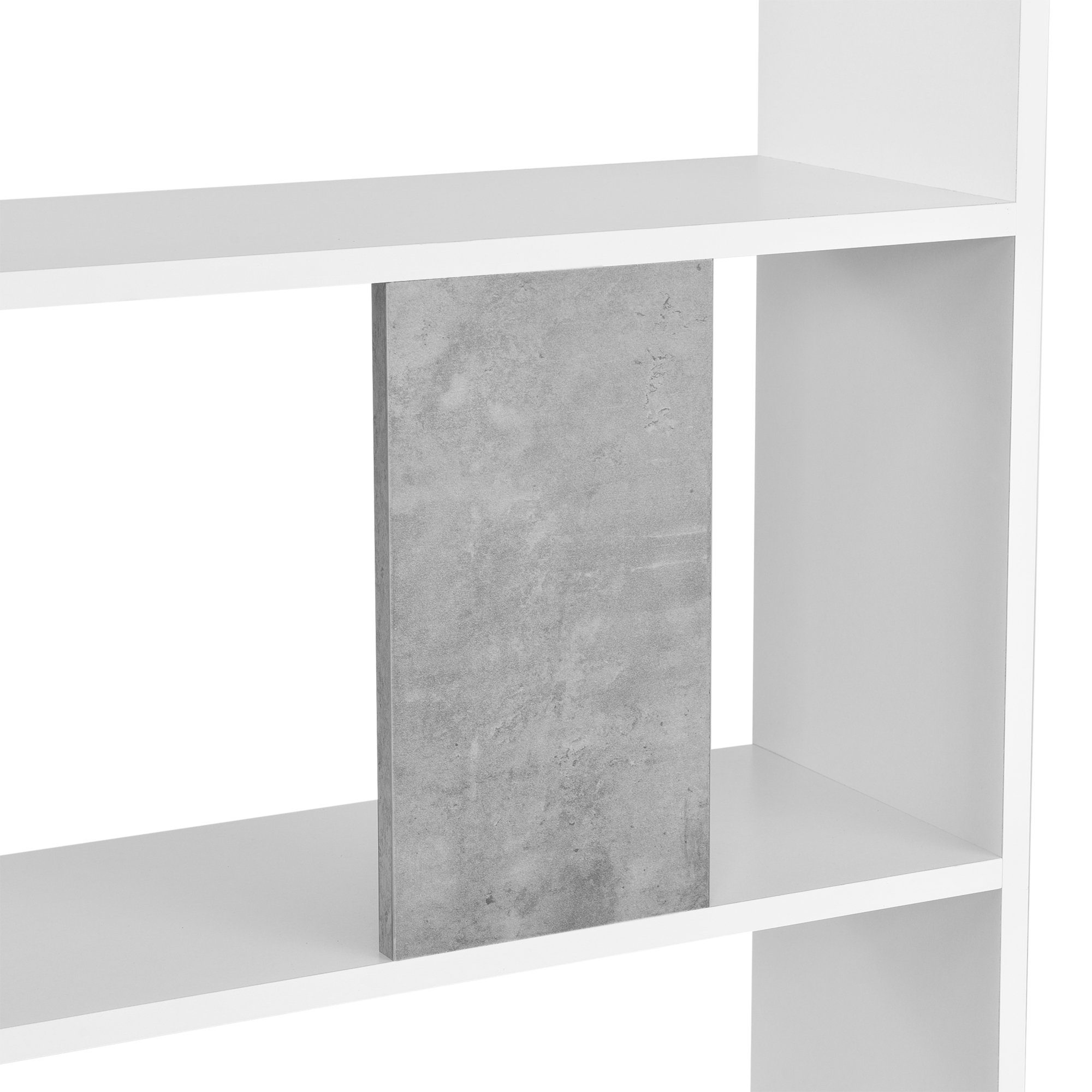 Ablageflächen 159x80x23,5cm 5 mit en.casa - Regal Weiß/Betonoptik Bücherregal, betonfarben weiß »Aneby«