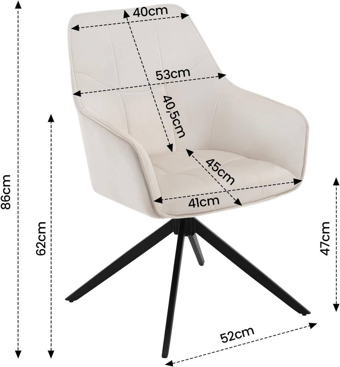Woltu Polsterstuhl (4 St), Esszimmerstuhl drehbar, gepolsterter, Metallbeine