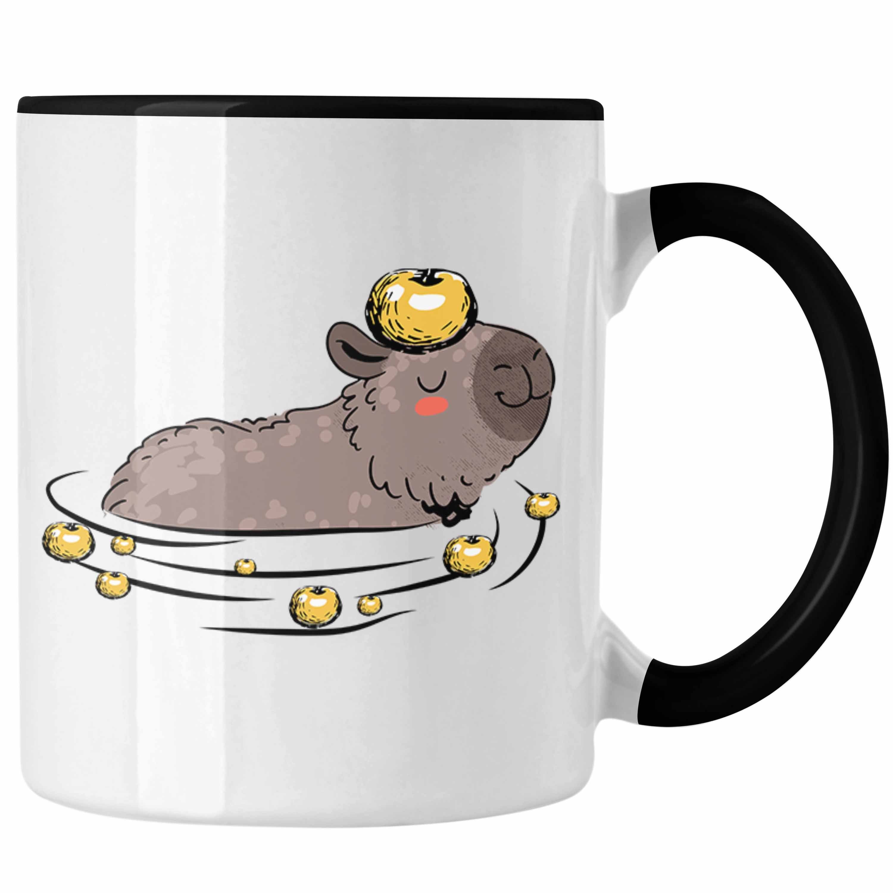 Trendation Tasse Tasse mit Capybara-Motiv Geschenk für Capybara Liebhaber Schwarz
