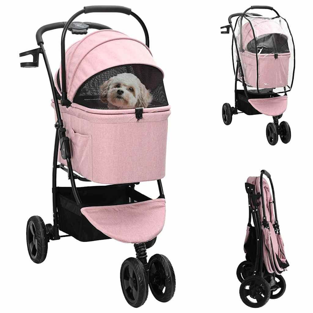 vidaXL Hunde-Transportbox 78 x 54 x 101 cm Faltbarer Haustierwagen Rosa 78x54x101 cm Oxford Stof