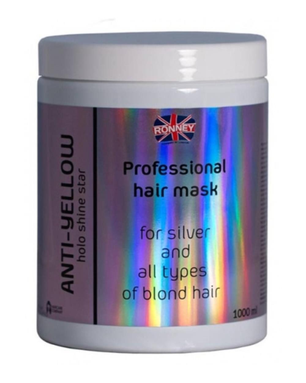 Haarmaske Ronney Professional holo shine star hair mask Anti Yellow for silver, Tiegel, neutralisiert Gelb- und Messingtöne in blondem oder grauem Haar