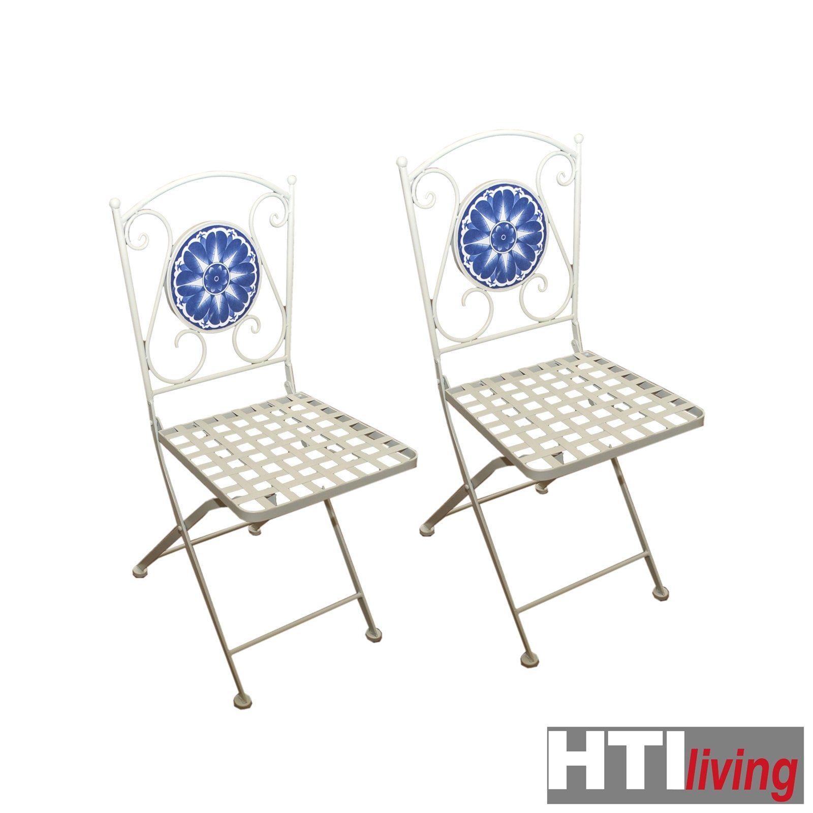 HTI-Living Gartenstuhl Metallstuhl 2er-Set 2 (Set, Mediterran Gartenstuhl Santorin St)
