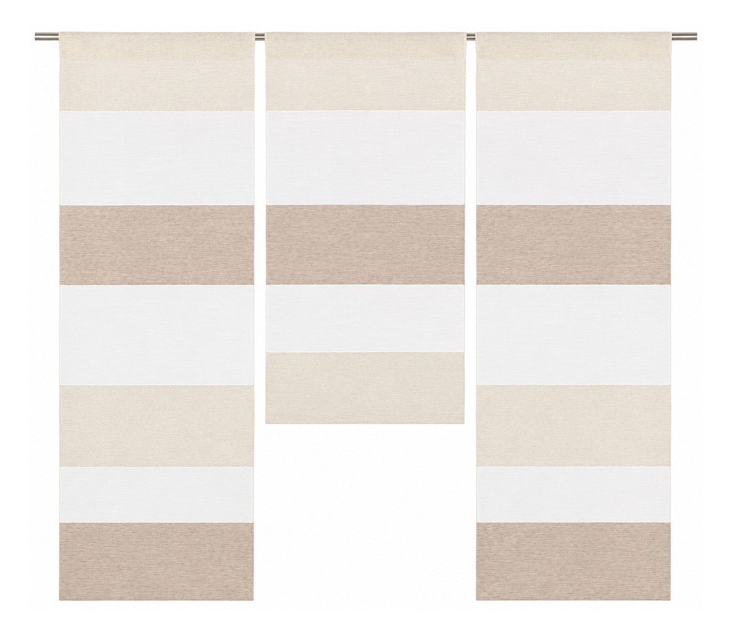 EXPERIENCE Scheibengardine Mini Flächenvorhang 2280-13 beige weiß 3tlg., Miniflächenvorhang (3 St), Stangendurchzug, halbtransparent, gewebt
