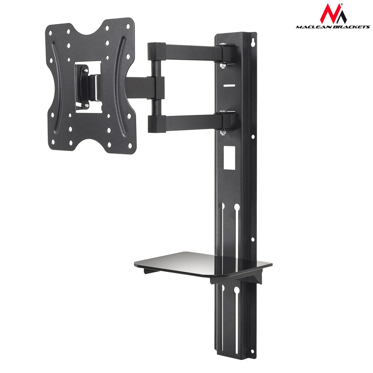 Maclean TV-Wandhalterung MC-771+MCTV-706, (bis 42 Zoll, TV Halterung mit Ablage 23-42'' 30kg HDMI-Kabel)
