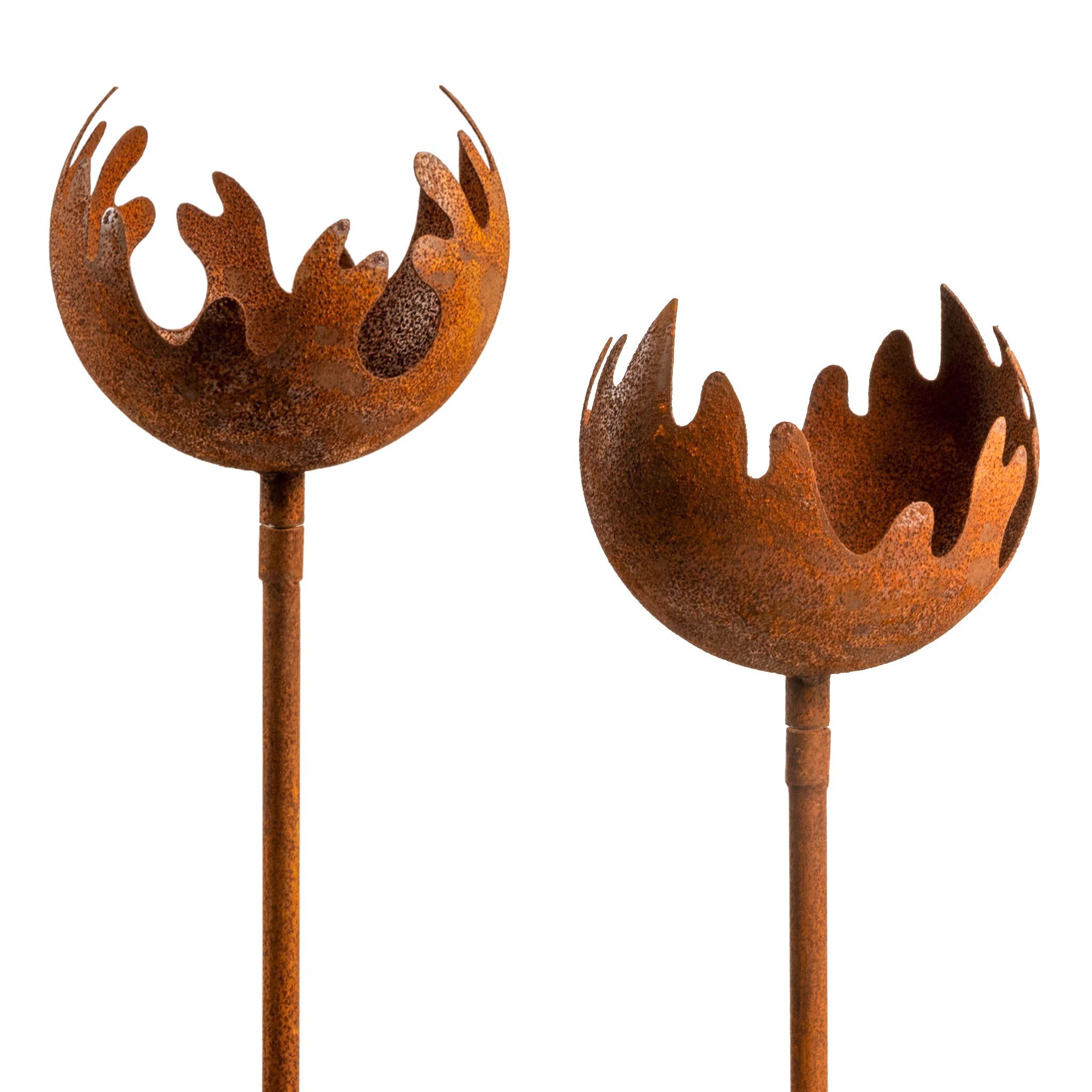 Spetebo Gartenstecker Metall Gartenstecker Naturrost Feuerball klein (Stück, 1-St) Deko Windlicht mit Naturrost – Bild 2 von 5