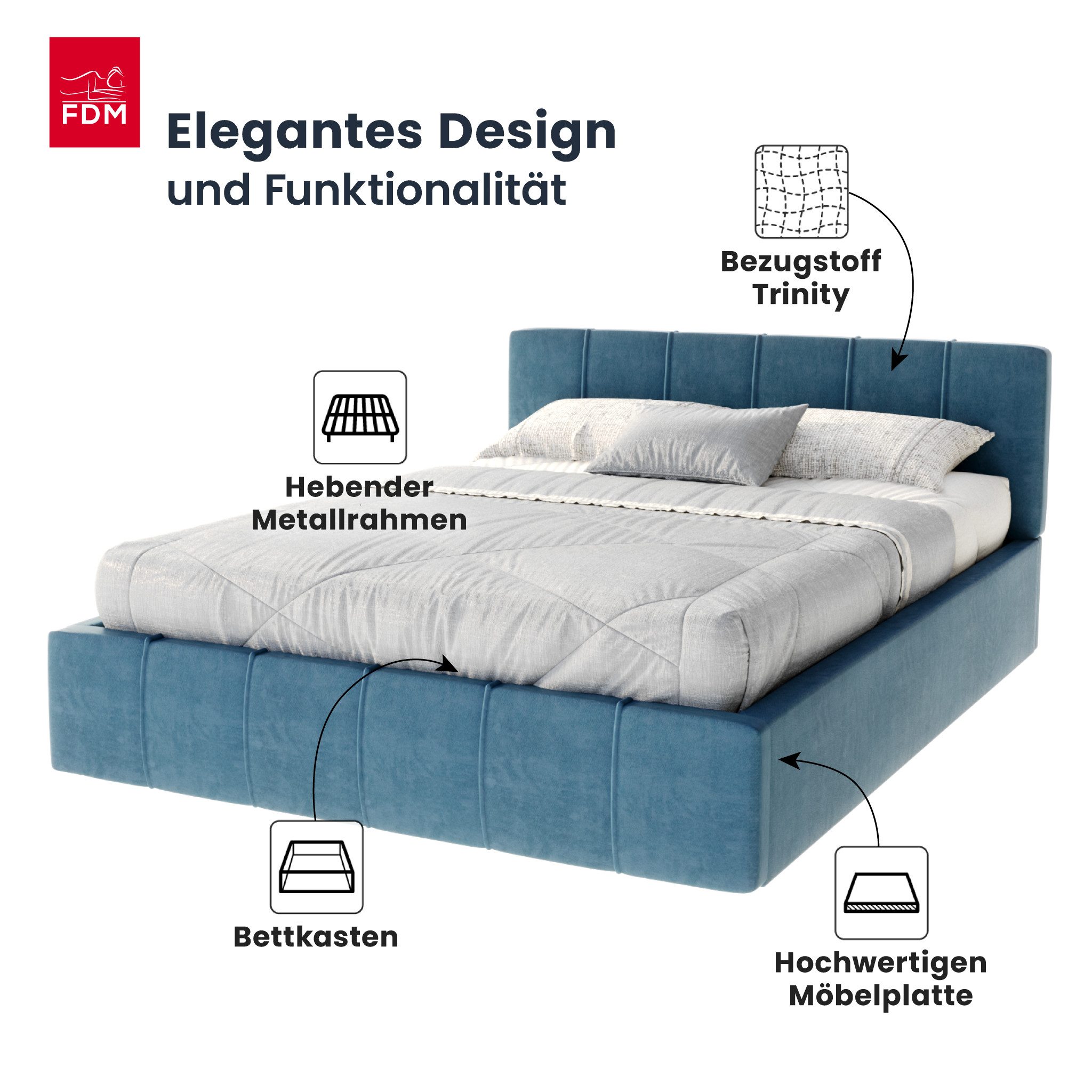 FDM Polsterbett FLORIDA Bettgestell 90x200, 120x200, günstig online kaufen