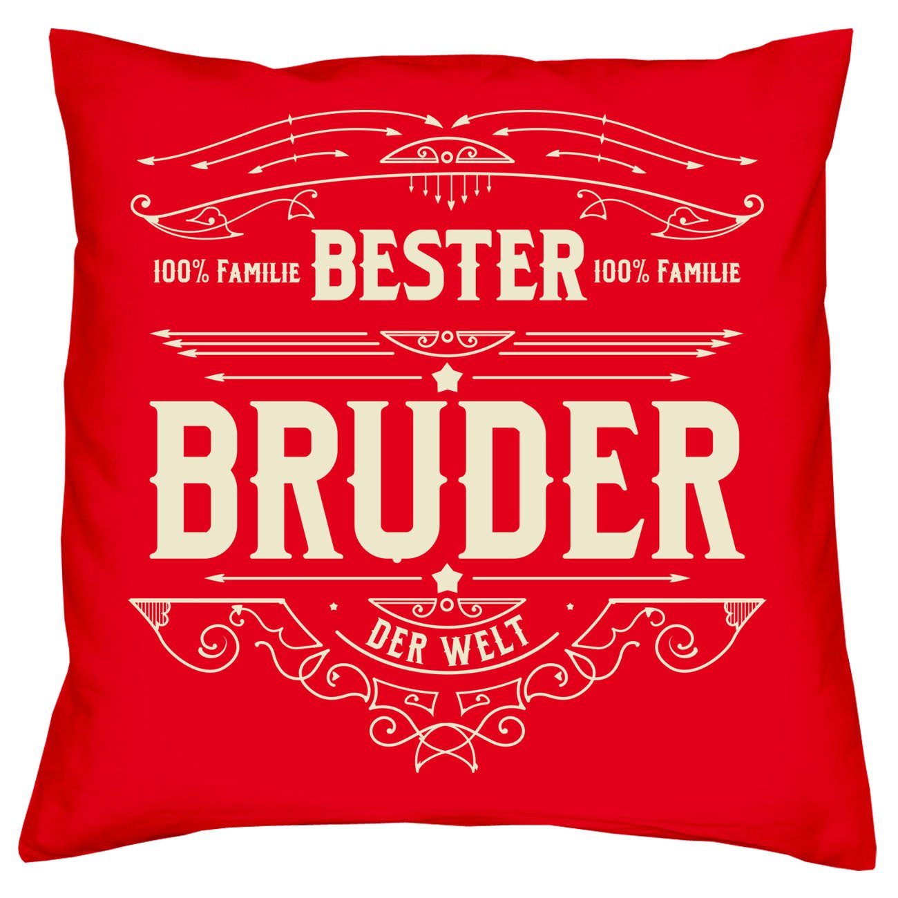 Soreso® Dekokissen Kissen Bester Vater Geburtstagsgeschenk & Urkunde, Geschenk rot Bruder