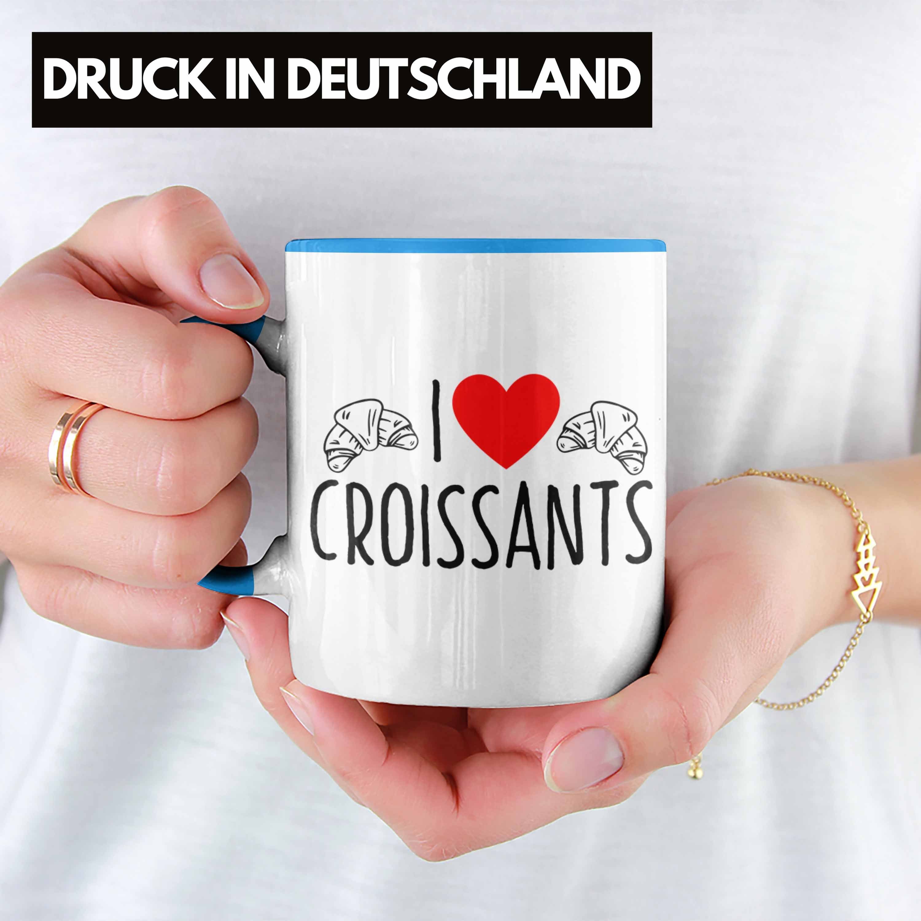 "I Lustiges Croissant-Liebhaber Geschenk Fr für Tasse Trendation Tasse Croissants" Love Blau