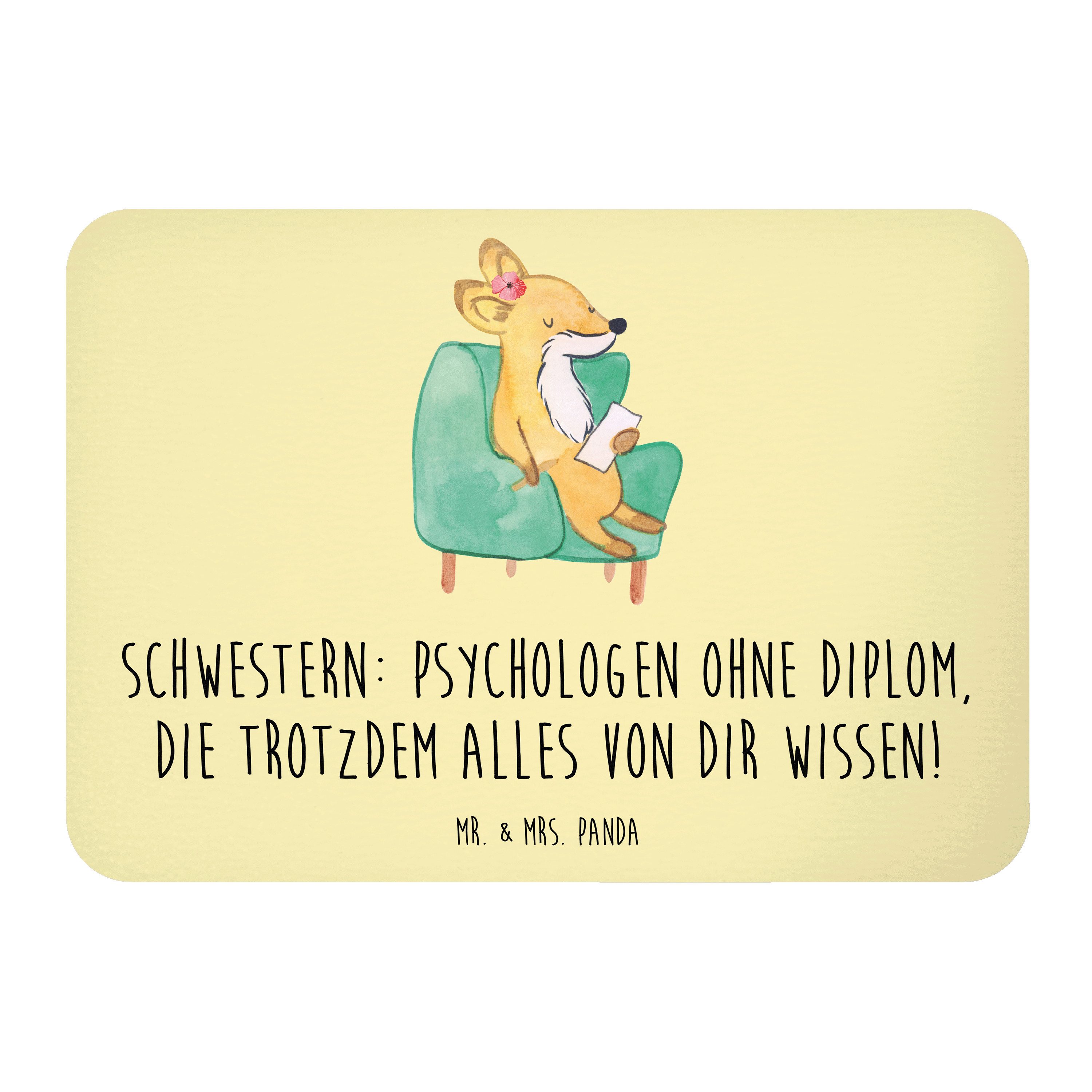 Mr. & Mrs. Panda Magnet Schwestern Psychologen, Kühlschrankmagnet, Gelb Pastell, Dankeschön, (Packung, Schwester Familie Verwandte), rechteckmagnet Geschwisterliebe Geschenke
