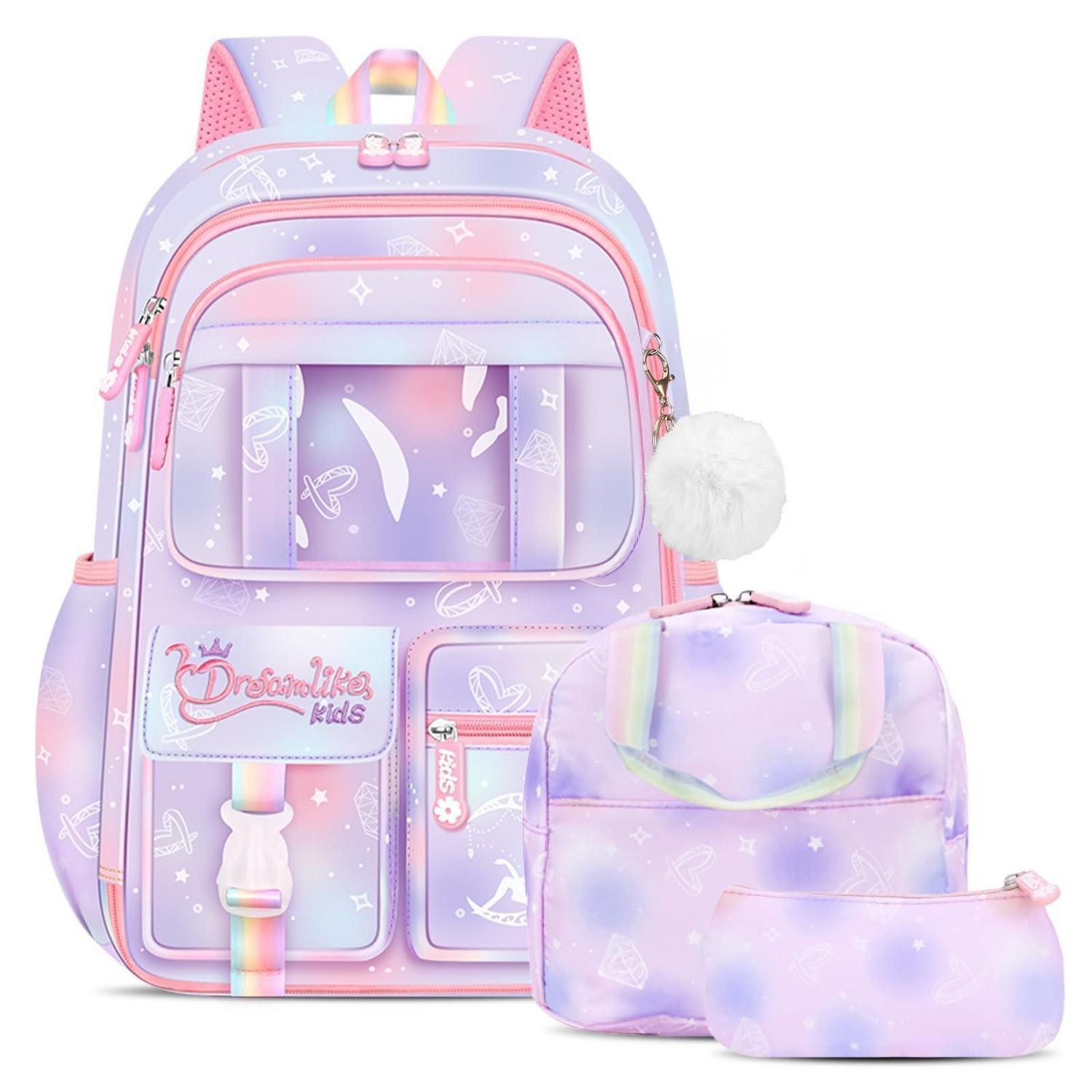 LuxusKollektion Schulrucksack Schulrucksack 3-in-1 Set Lila