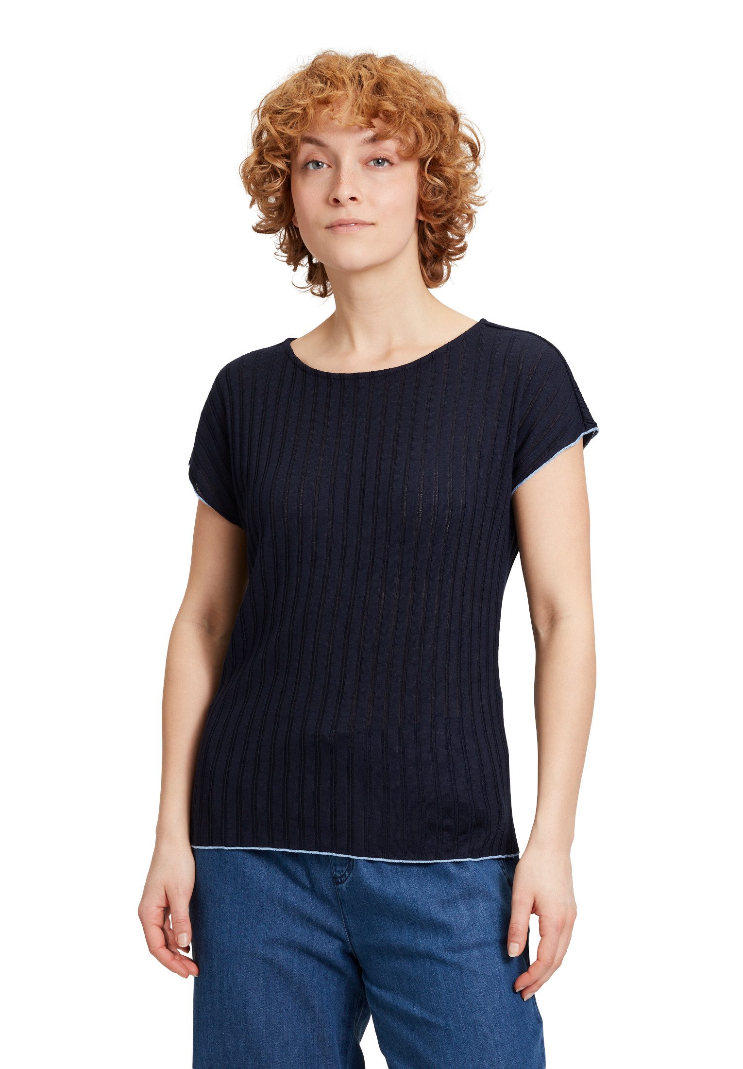 Cartoon Kurzarmshirt Damen mit Rippenstruktur (1-tlg) Material