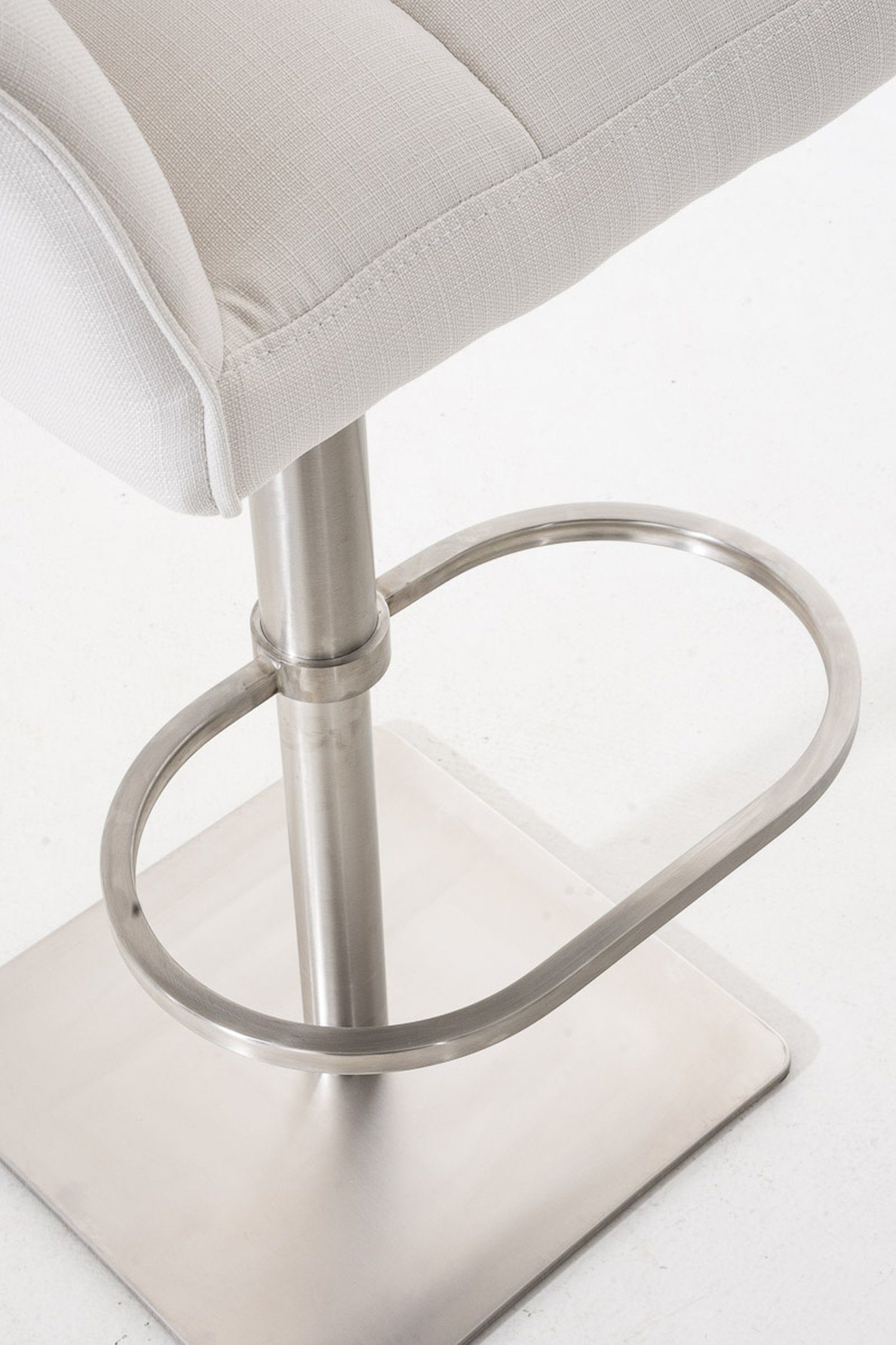 Edelstahl Gestell - Barhocker Sitzfläche: drehbar für Weiß Rückenlehne Hocker und (mit - & Damaso TPFLiving Stoff - Fußstütze Küche), Theke 360°