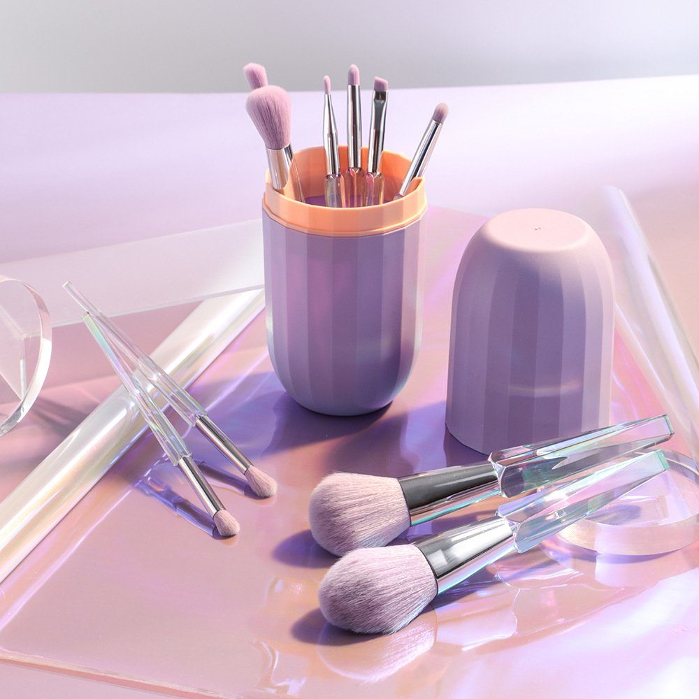 Haiaveng Kosmetikpinsel-Set Make-Up Pinselset mit 10 Kosmetik Stück Make-Up Zylinder, Violett, Pinsel Kosmetikpinsel Professionelle