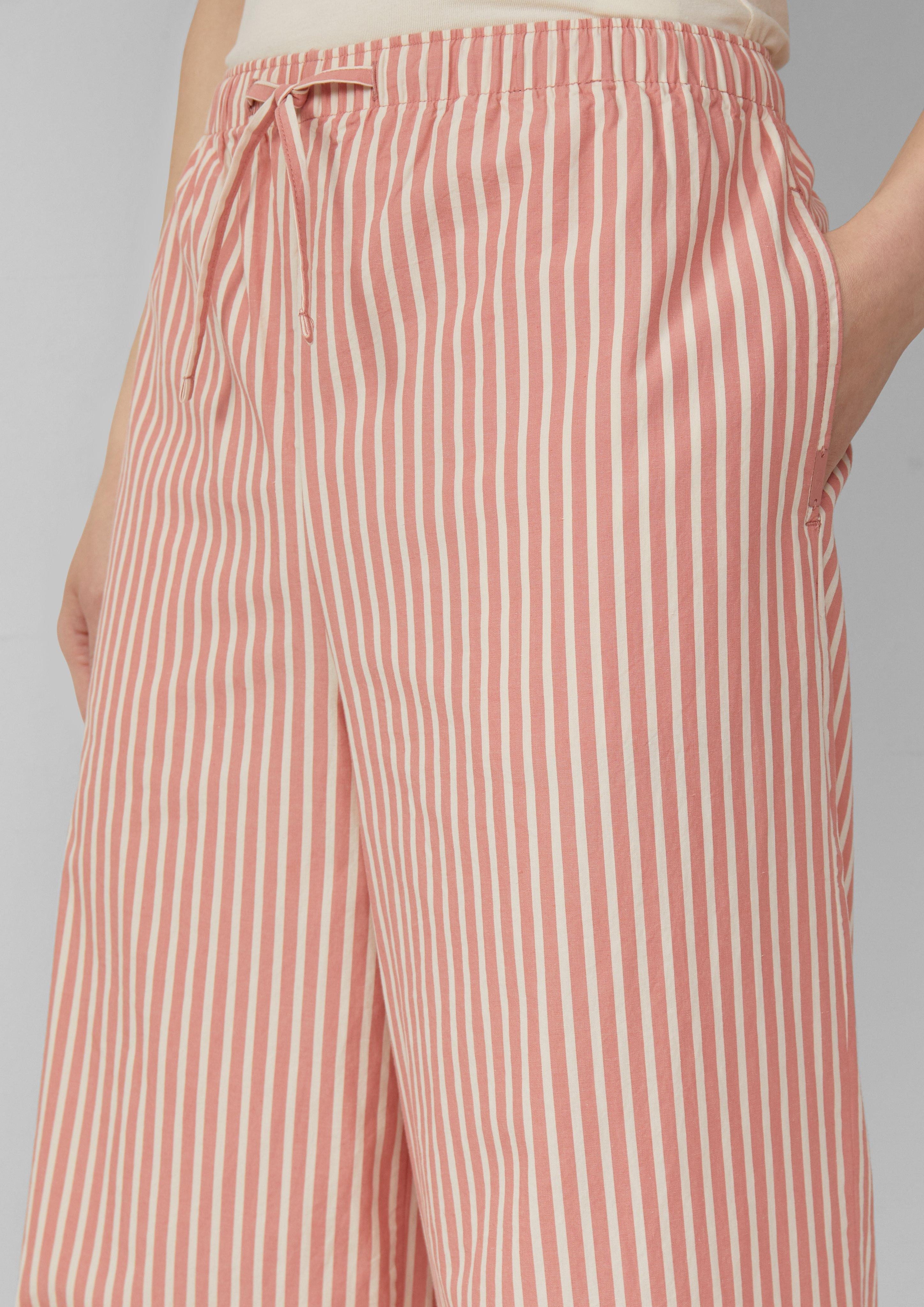 QS Stoffhose Baumwoll-Streifenhose mit weitem Bein, günstig online kaufen