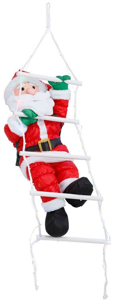 BONETTI LED Dekofigur Weihnachtsmann kletternd mit Leiter, LED fest  integriert, RGB, mit 30 bunten LEDs, Weihnachtsdeko aussen