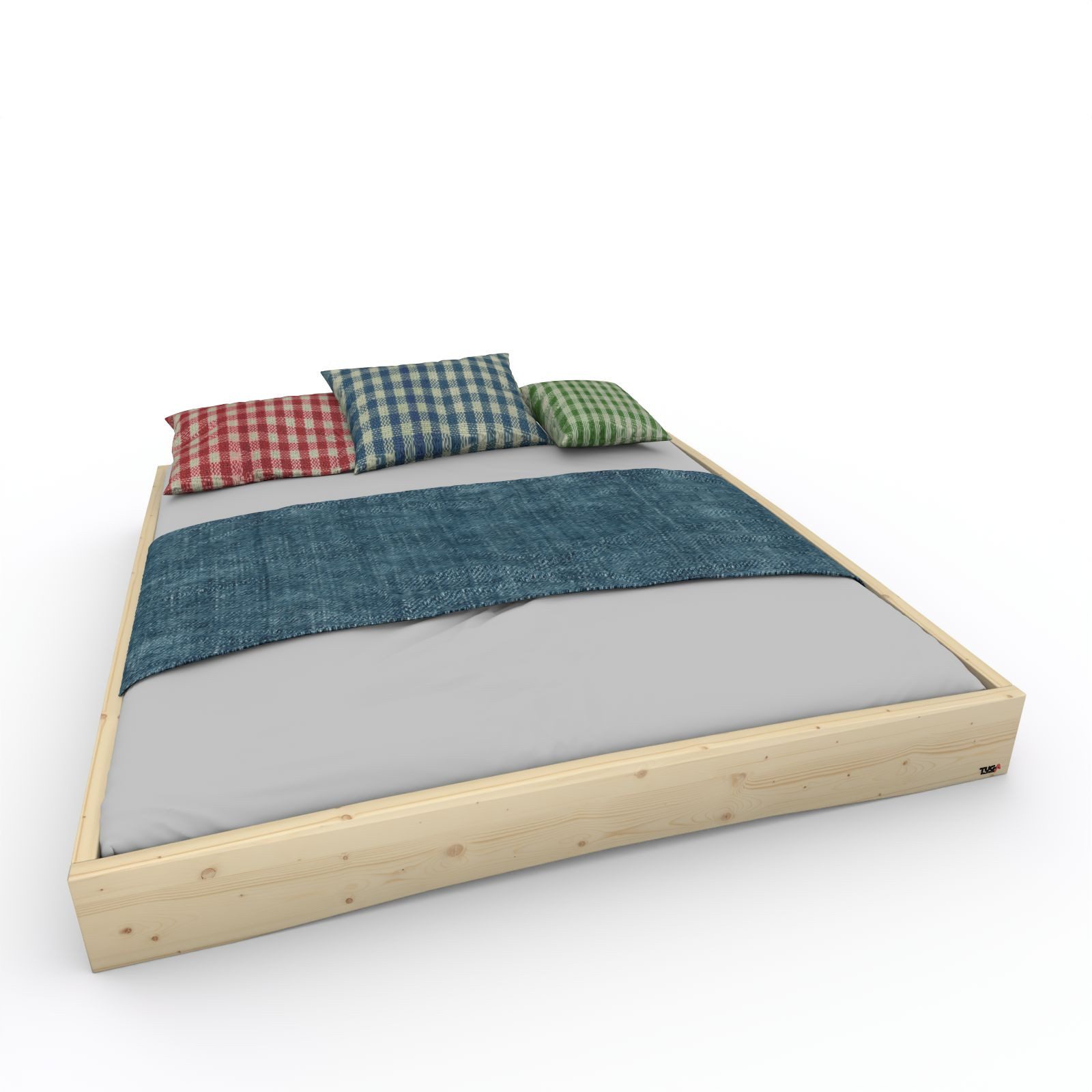 TUGA-Holztech Massivholzbett Holzbett (Fichte) 200 x 220 cm 20cm ohne Kopfteil Massivholzbett Bett, Breite 80 90 100 120 140 160 180 200 Höhe 38 48 58 mit/ohne Füße