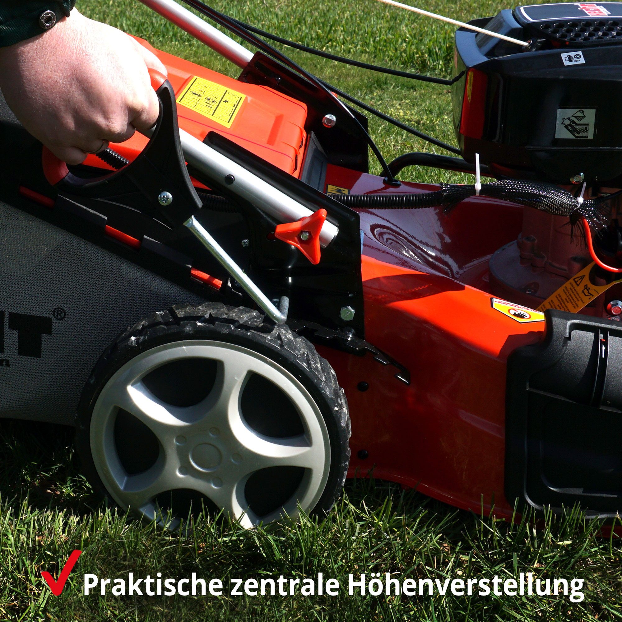 Hecht 554 SXE 5in1 petrol lawnmower with wheel drive, electric start, 53 cm cutting width, mulching kit, 6.5 hp