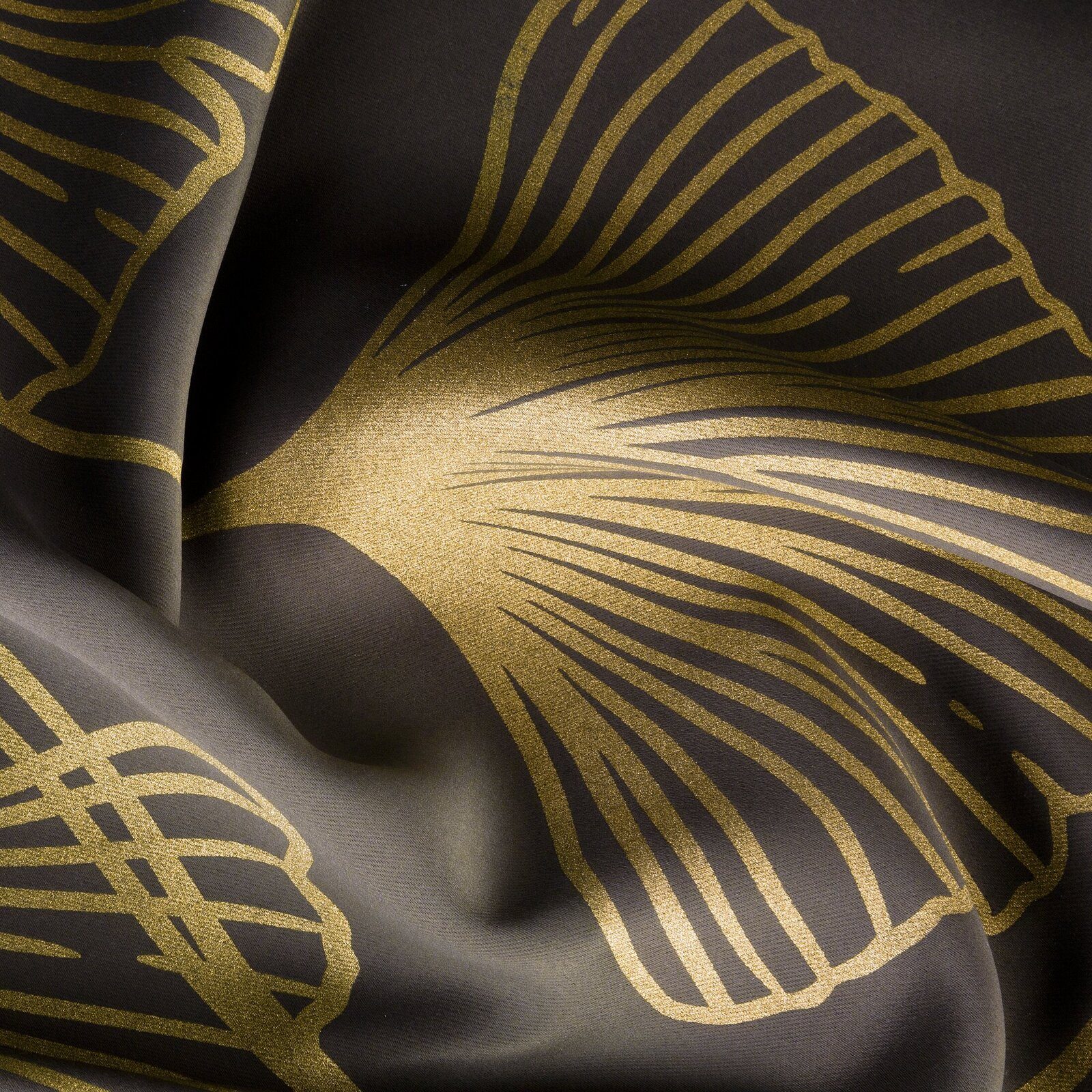 Eurofirany Vorhang 140x250 Blickdicht Ösen Ginko Muster Satin Gold, Blackout, Blickdicht, Verdunkelnd – Bild 5 von 5