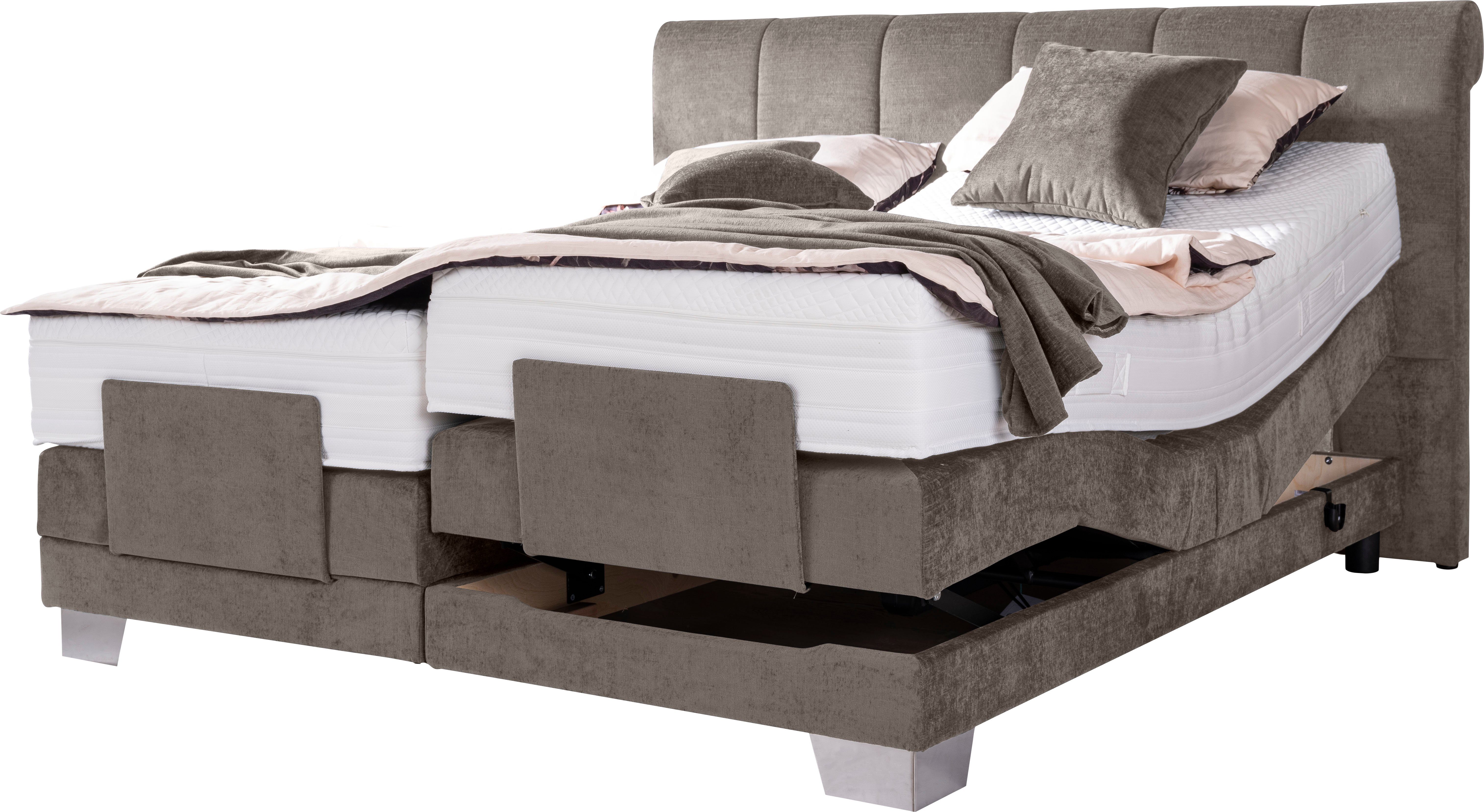 trendline 149 graubeige Boxspringbett inklusive EMI Matratze ADA mit Verstellung, Imilia, motorischer