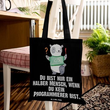 Mr. & Mrs. Panda Tragetasche Programmierer Herz - Schwarz - Geschenk, Kollegin, Nerd, Dankeschön, (1-tlg), Modisches Design